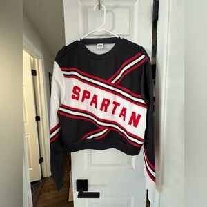 SNL Women's Spartan Sweatshirt  - Black, White, Red - slightly cropped - XL